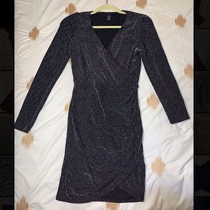 Sparkly, black party dress. Long sleeve, above the knee. Windsor, size large.